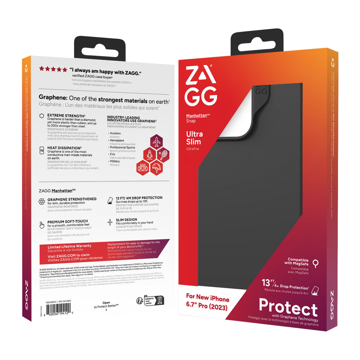 iPhone 15 Pro Max ZAGG/GEAR4 Graphene Manhattan Snap Case - Black - 15-11696