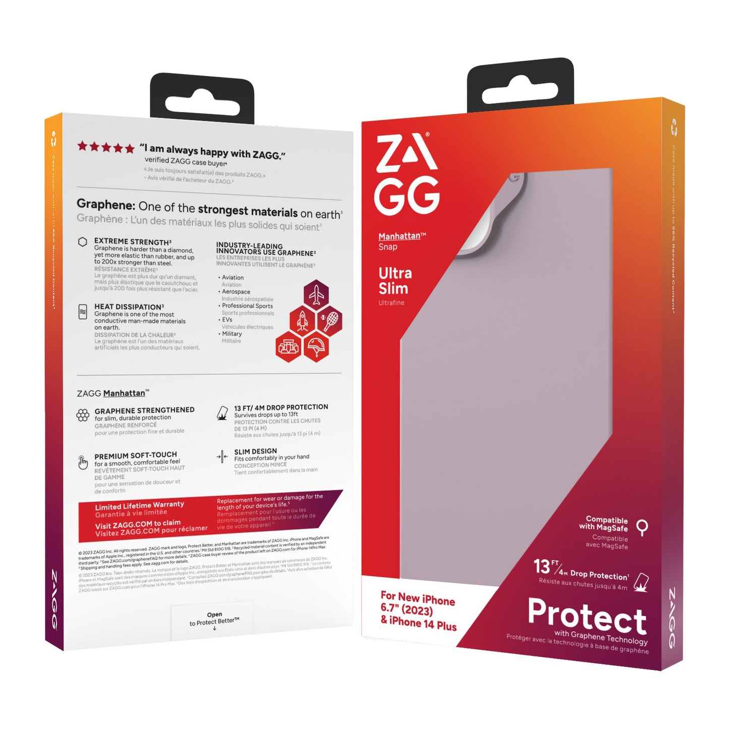 iPhone 15 Plus/14 Plus ZAGG/GEAR4 Graphene Manhattan Snap Case - Lavender - 15-11730