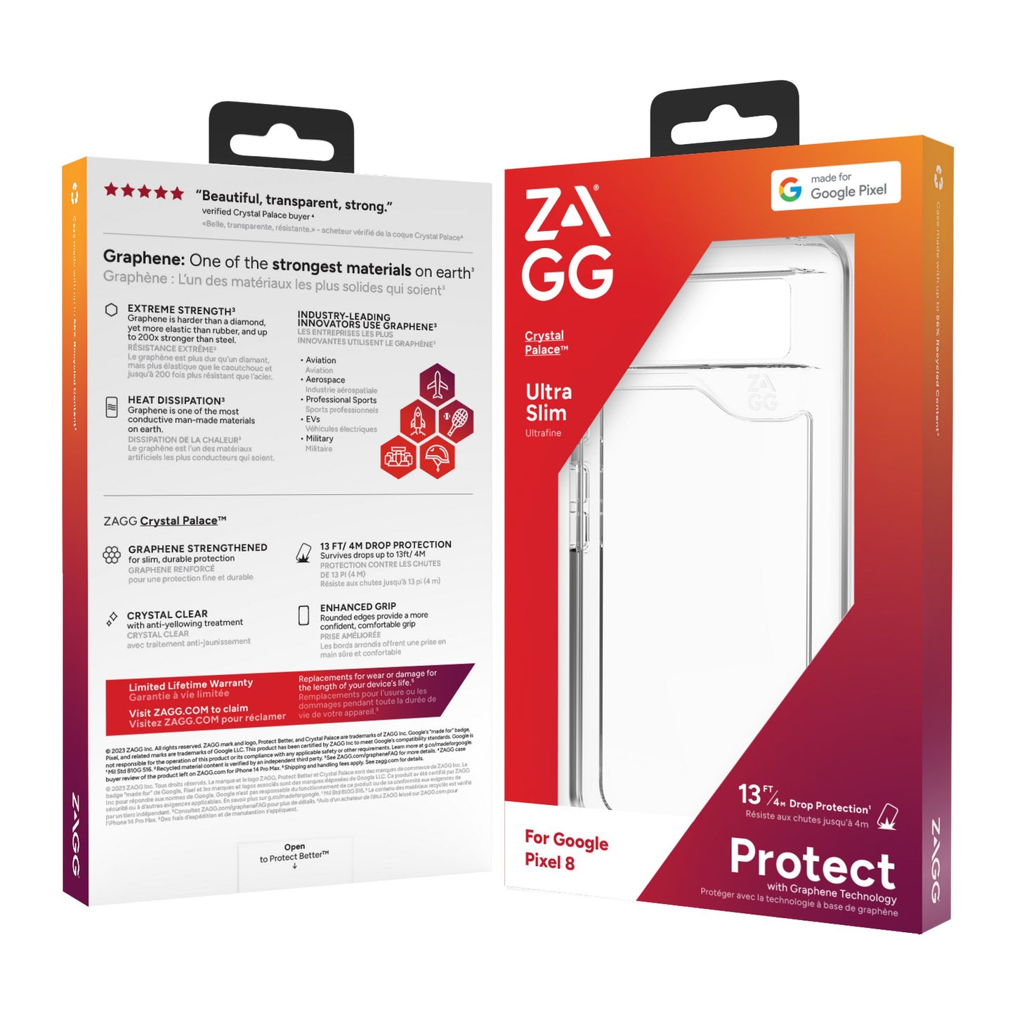 Google Pixel 8 ZAGG/GEAR4 Graphene Crystal Palace Case - Clear - 15-12043