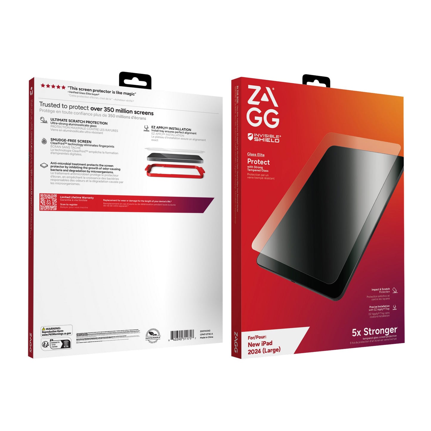 iPad Air 13-in M4/M3/M2 ZAGG InvisibleShield Glass Elite Screen Protector - 15-12873