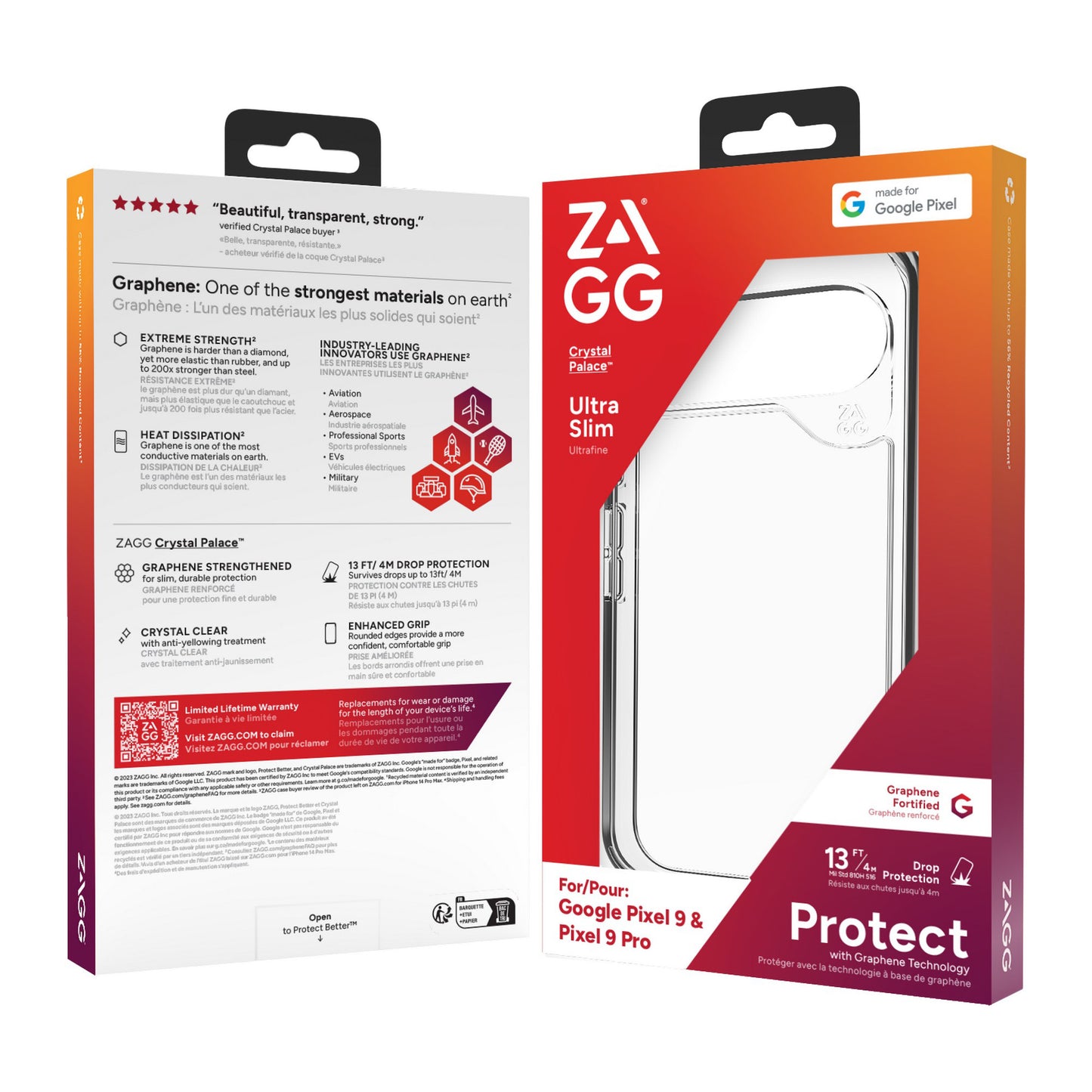 Google Pixel 9/9 Pro ZAGG Graphene Crystal Palace Case - Clear - 15-12906