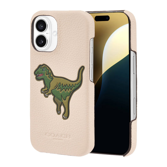 iPhone 16 Coach Leather Slim Wrap Case - Ivory Rexy - 15-13364