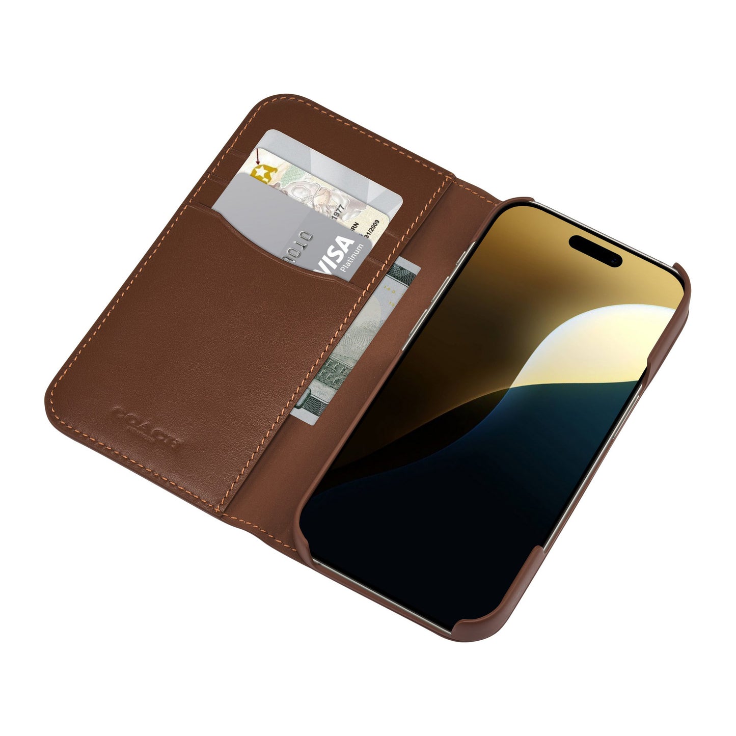 iPhone 16 Pro Coach Leather Folio Case - Hazelnut - 15-13367