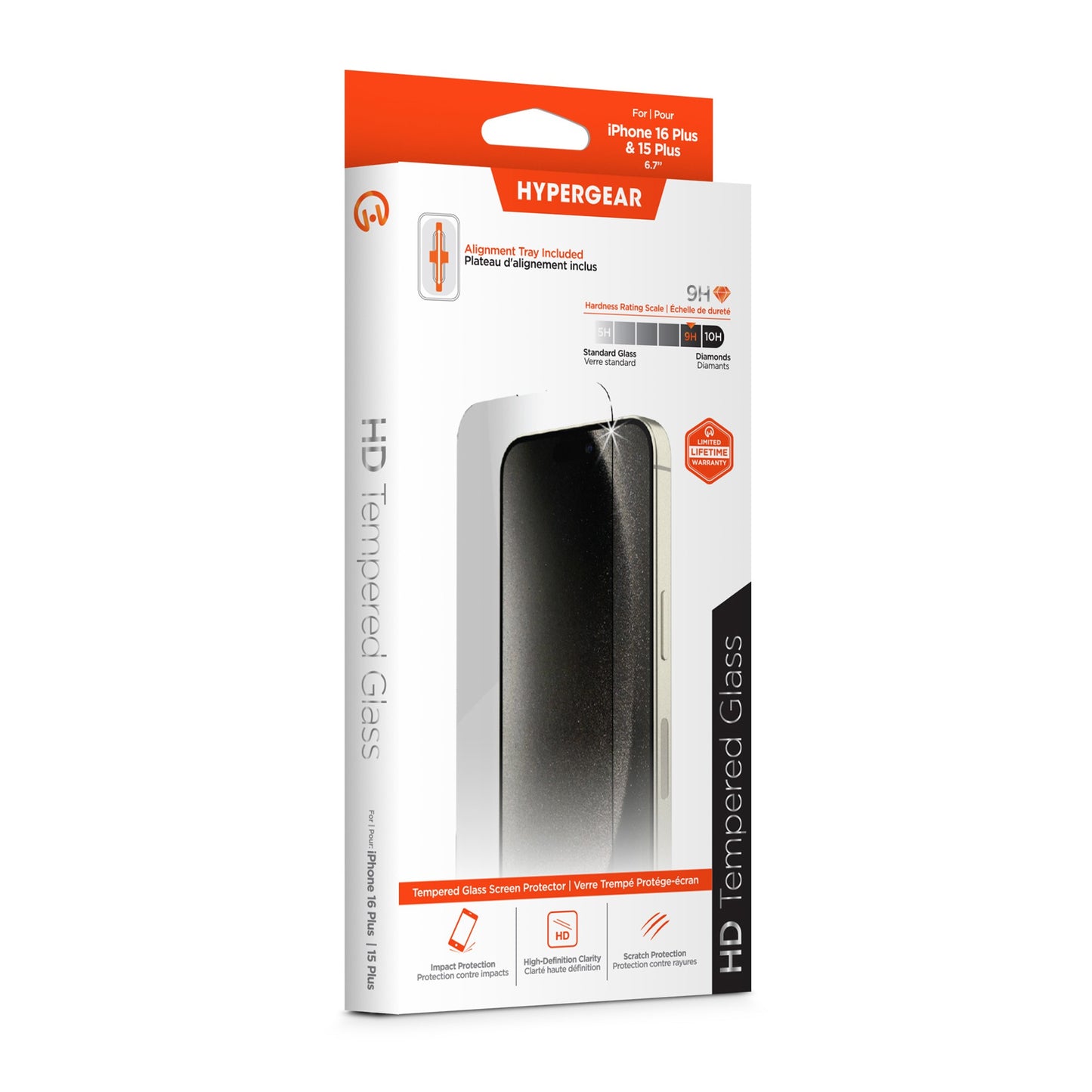 iPhone 16 Plus/15 Plus HyperGear Tempered Glass Screen Protector w/Dust-Free Install Tray - 15-13558