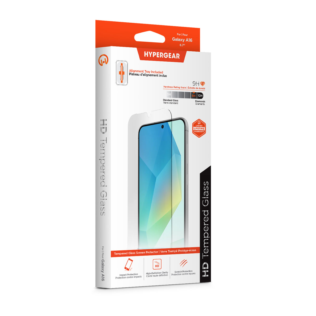 Samsung Galaxy A18/A17/A16 HyperGear Tempered Glass Screen Protector w/Dust-Free Install Tray - 15-13920