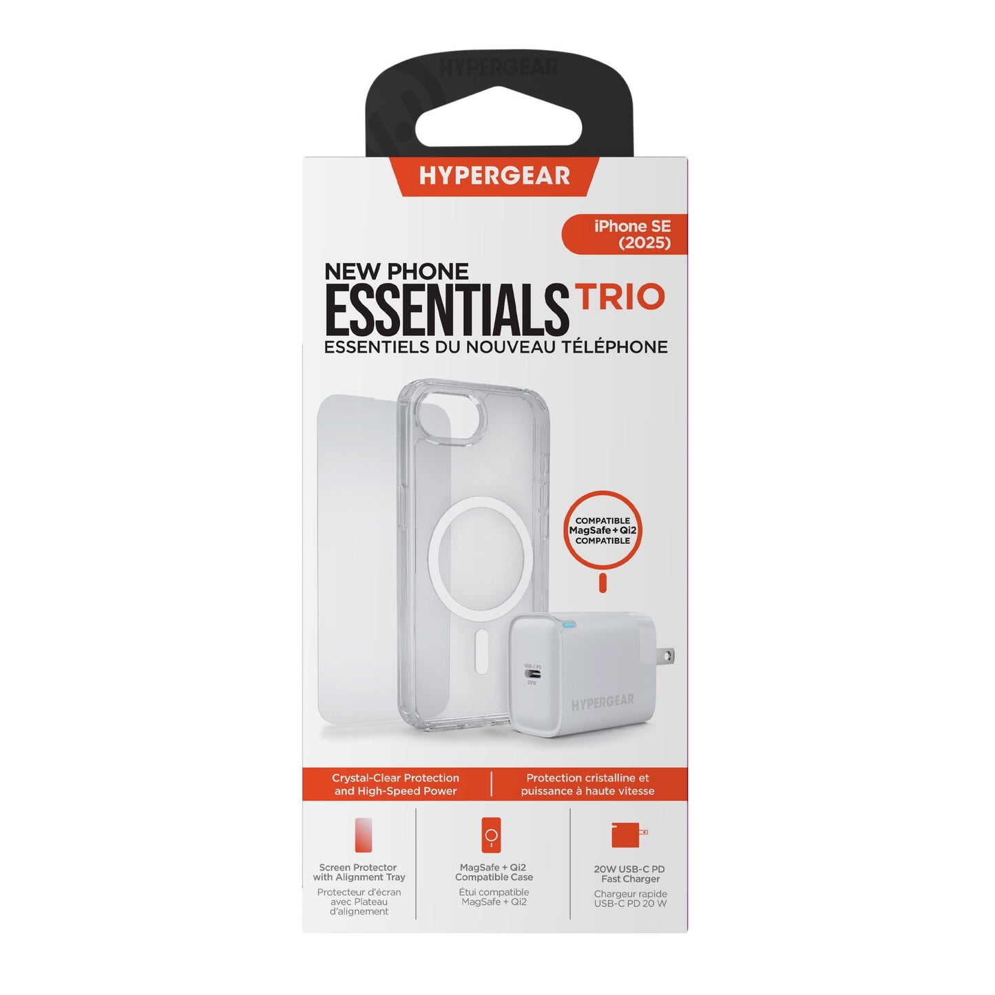 iPhone 16e HyperGear Accessory Bundle - 20W Hub, Glass, Case w/ Magsafe - 15-14087