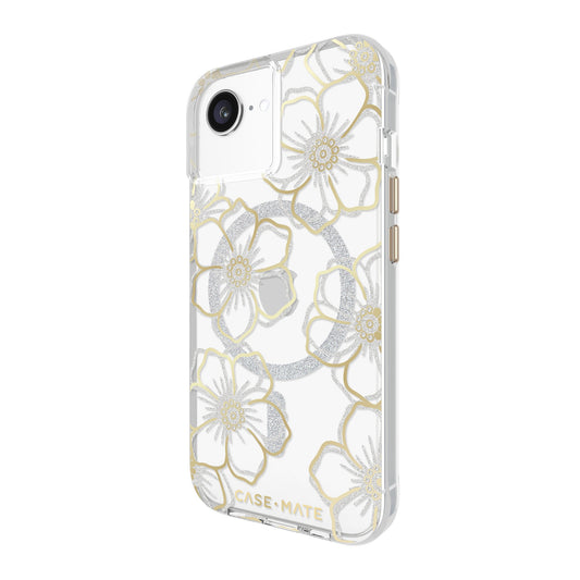 iPhone 17e/16e/15/14/13 Case-Mate Floral Gems MagSafe Case - Gold - 15-14094