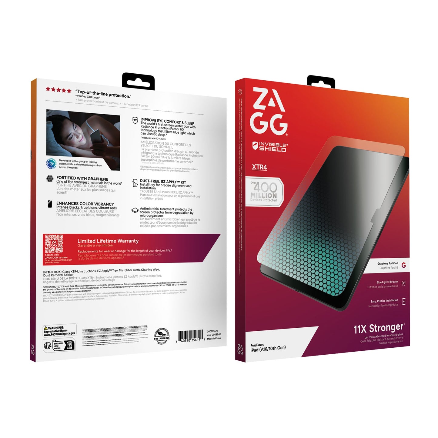 iPad A16/iPad 10th Gen ZAGG InvisibleShield Glass XTR4 Screen Protector - 15-14187