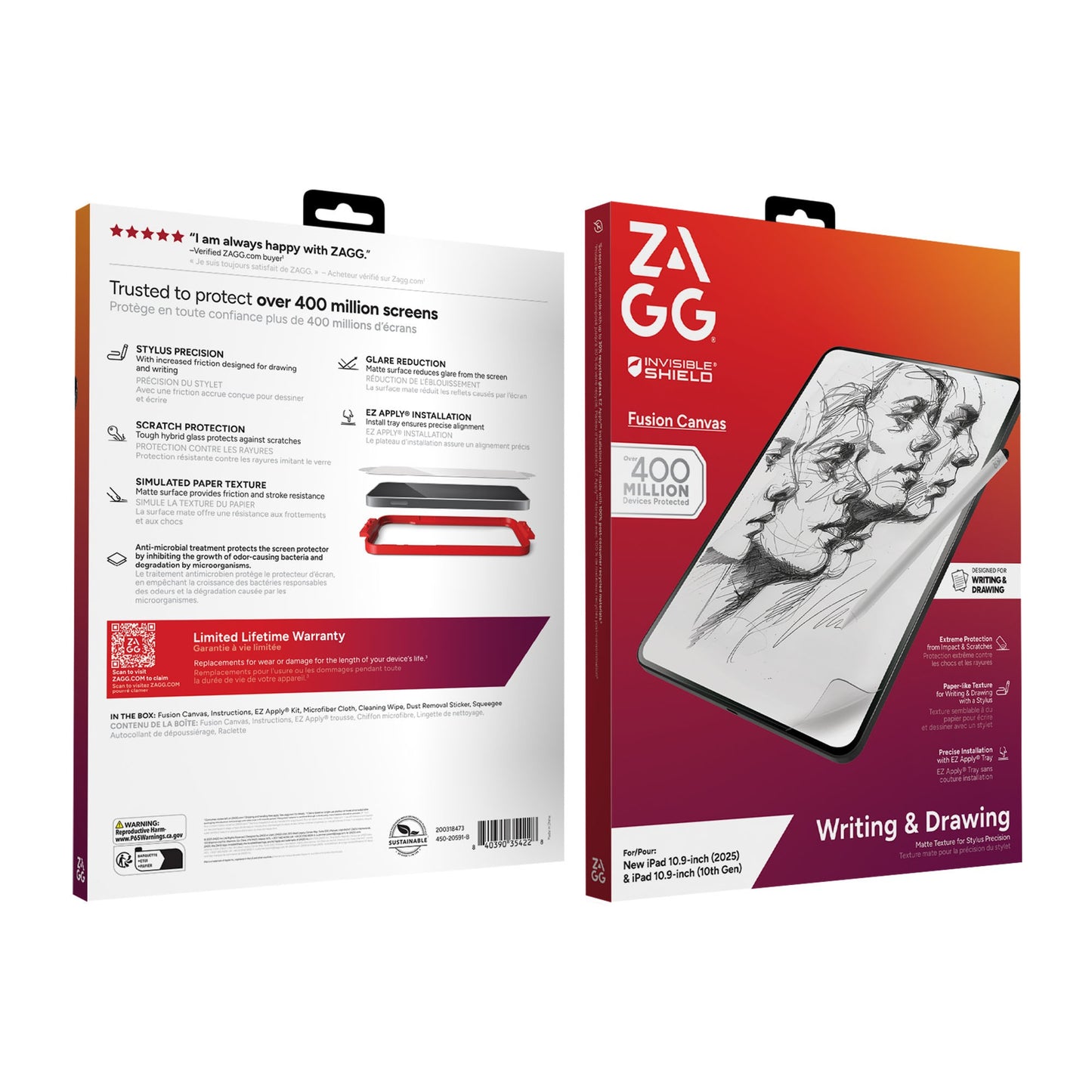 iPad A16/iPad 10th Gen ZAGG InvisibleShield Fusion Canvas Screen Protector - 15-14188