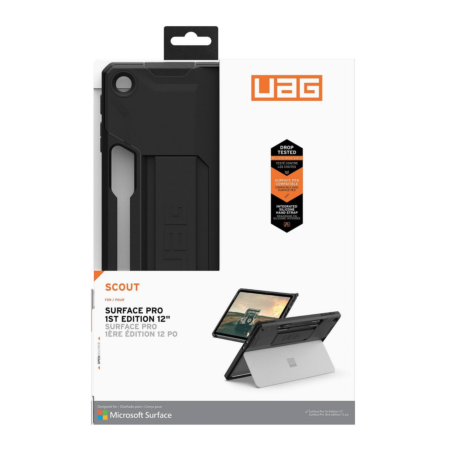 Microsoft Surface Pro 1st Edition 12inch UAG Scout w/Handstrap - Black - 15-14323