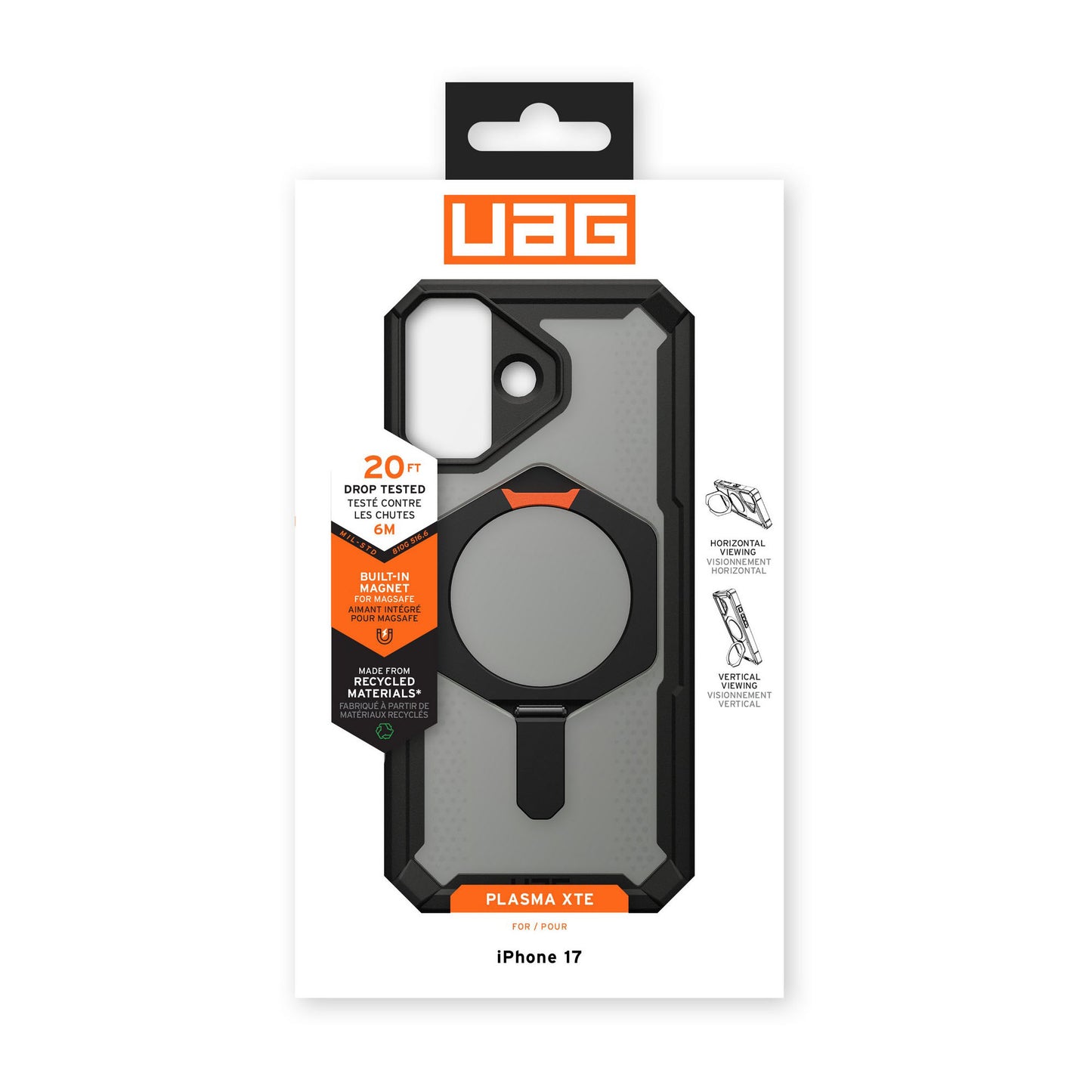 iPhone 17 UAG Plasma XTE Magsafe Case - Black/Orange - 15-14471