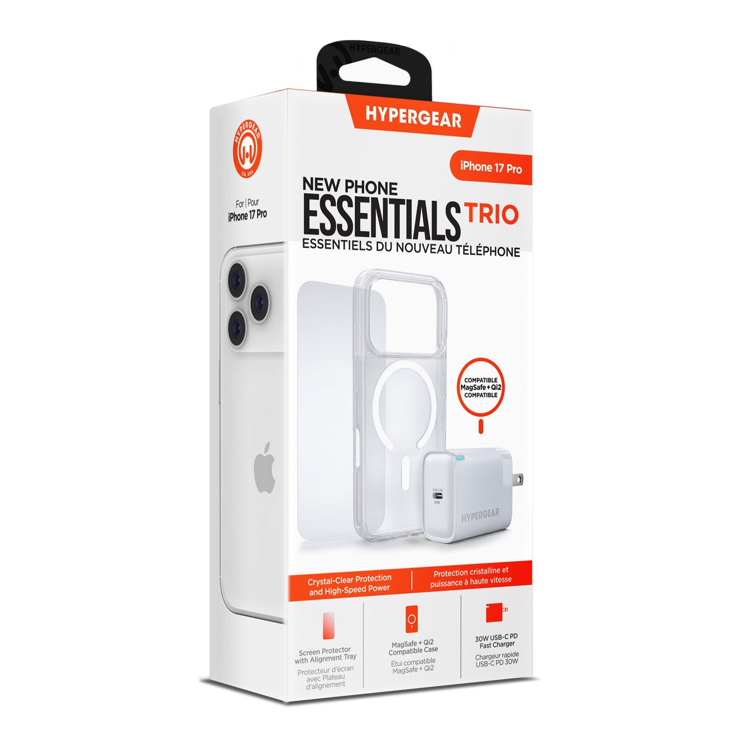 iPhone 18 Pro/17 Pro HyperGear Bundle - 30W Hub, Glass, Case w/ Magsafe - 15-14542
