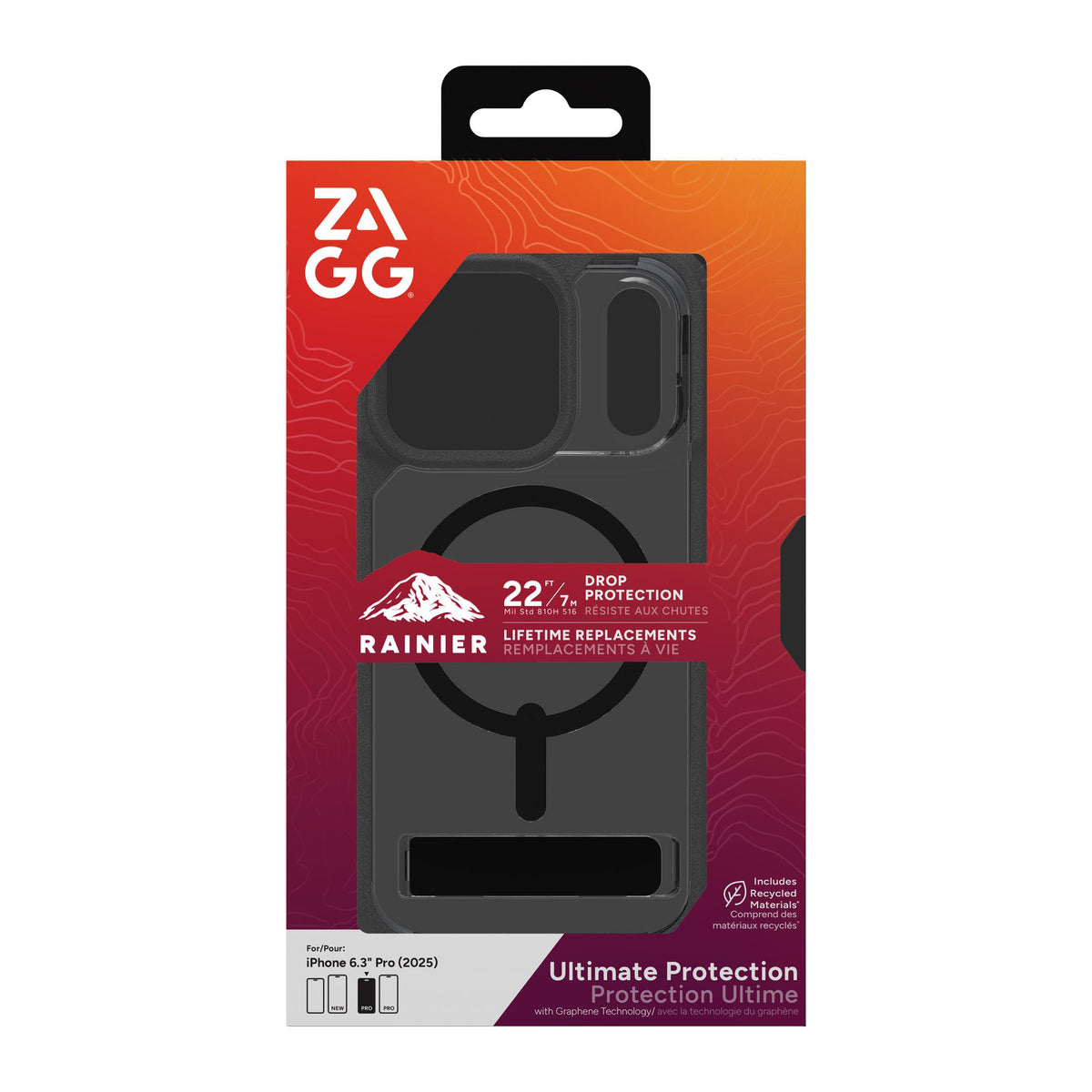 iPhone 18 Pro/17 Pro ZAGG Graphene Rainier Snap Kickstand Case - Black - 15-14720
