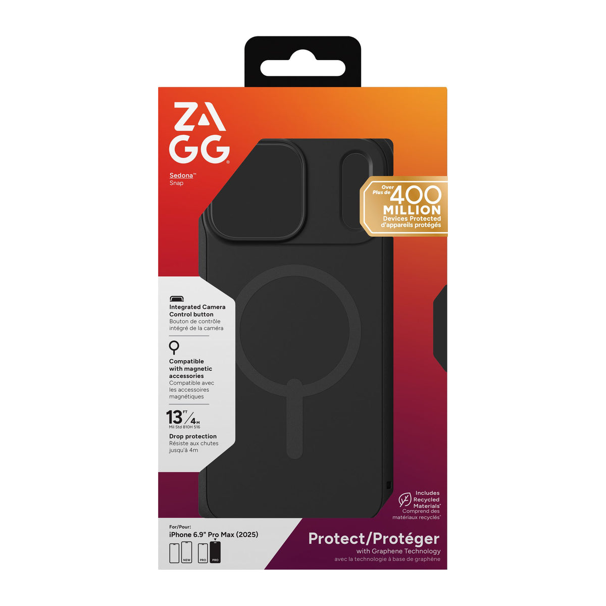 iPhone 18 Pro Max/17 Pro Max ZAGG Graphene Sedona Snap Case - Black - 15-14728