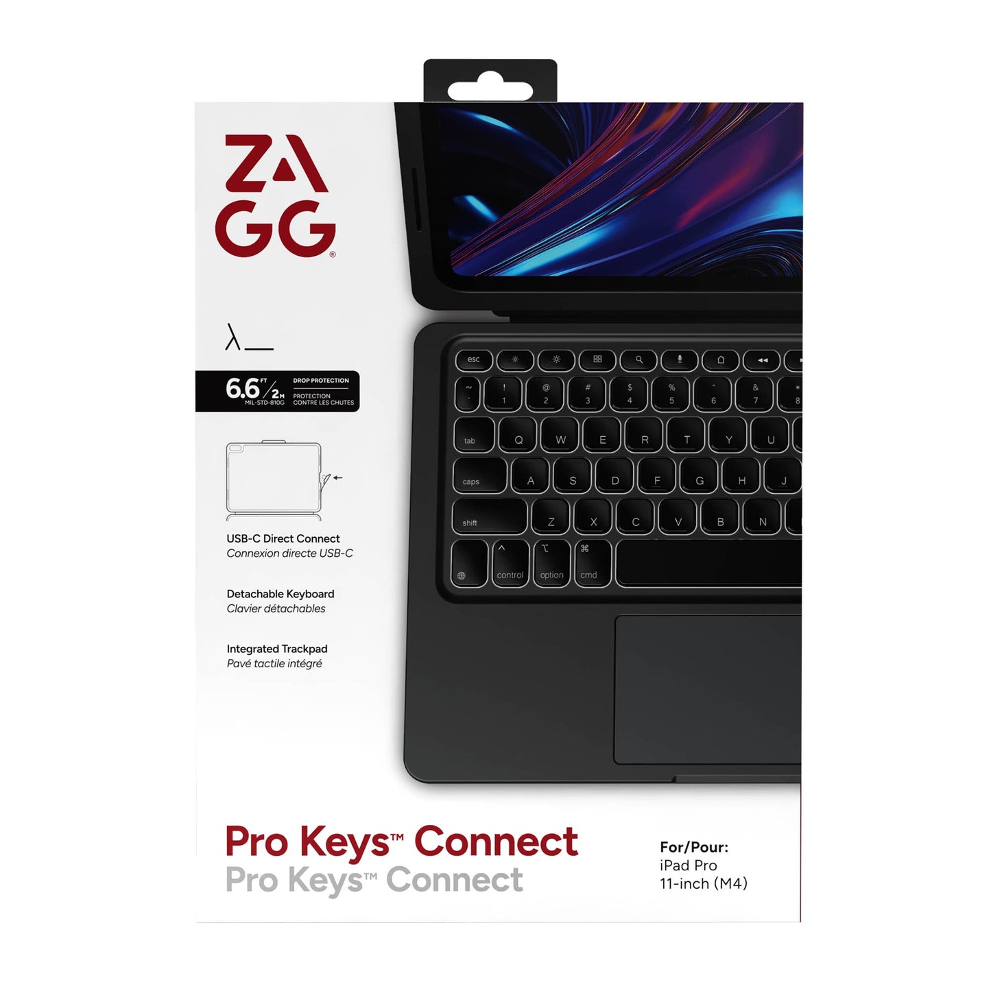 iPad Pro 11-in M5/M4 ZAGG Pro Keys Connect Keyboard - Black - 15-15107