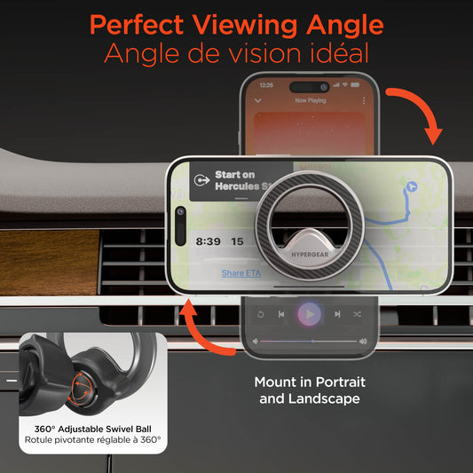 HyperGear Mag Grip Pro Magnetic Phone Mount w/Vent Clip Base - 15-15466