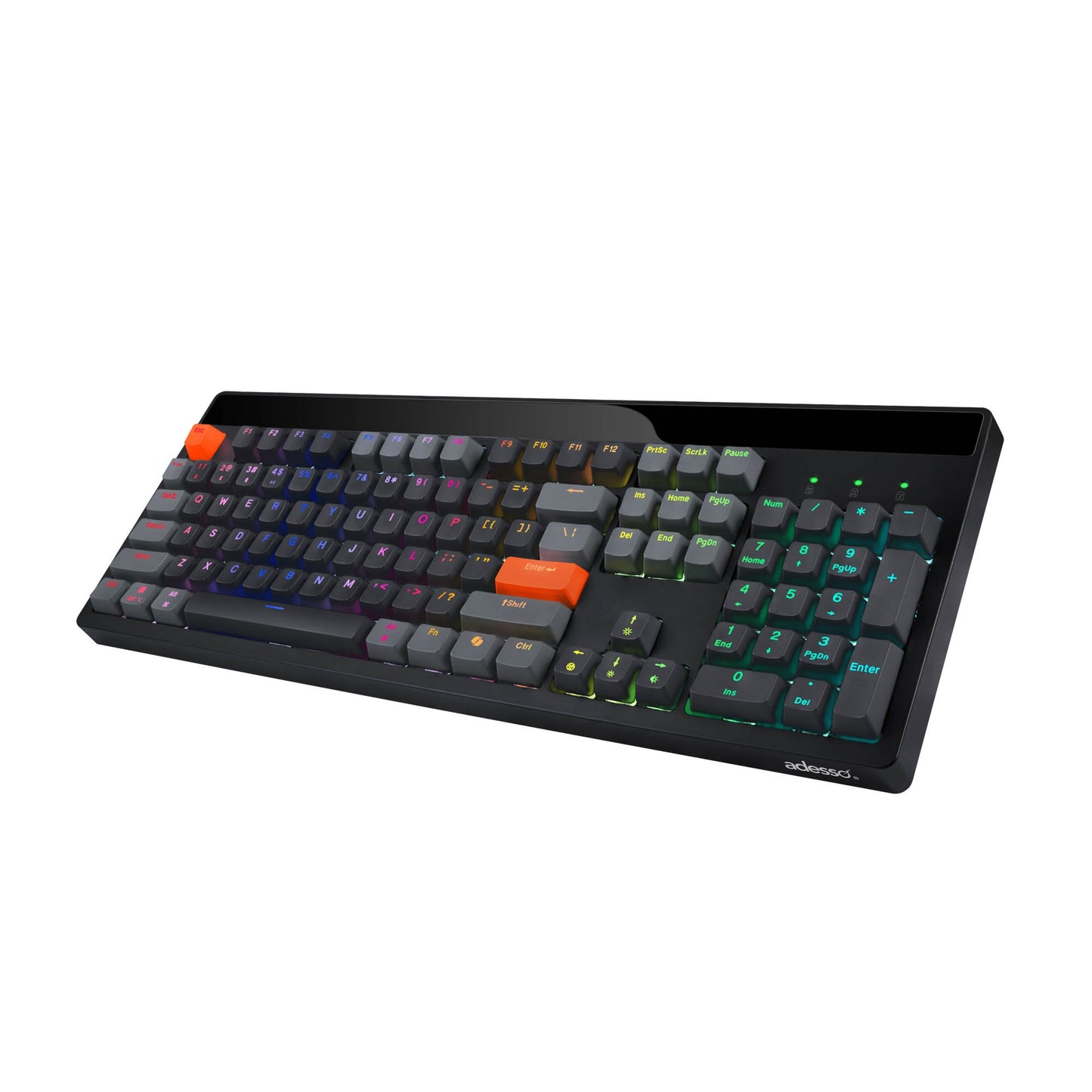 Adesso Wired/Wireless/BT Multi-OS Illuminated Mechanical QMK VIA Compact Keyboard w/CoPilot - 15-15545