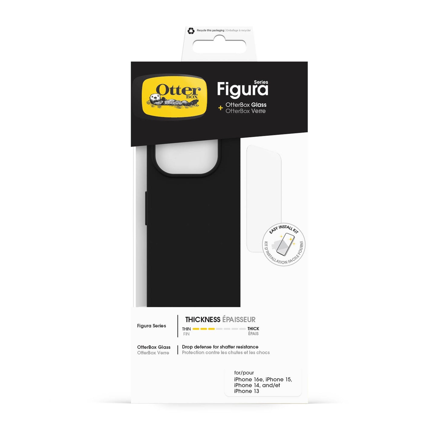 iPhone 17e/16e/15/14/13 Otterbox Figura Magsafe + Glass Bundle - Black - 15-15602