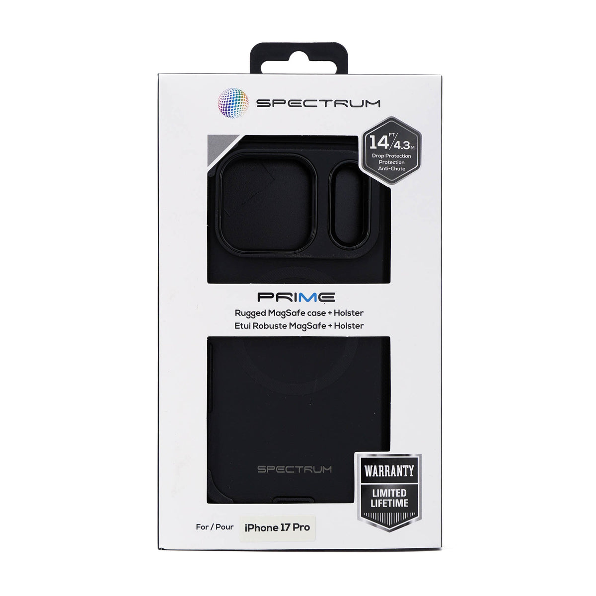 iPhone 18 Pro/17 Pro SPECTRUM Prime + Holster Case w/Magnets - Black - 15-15815