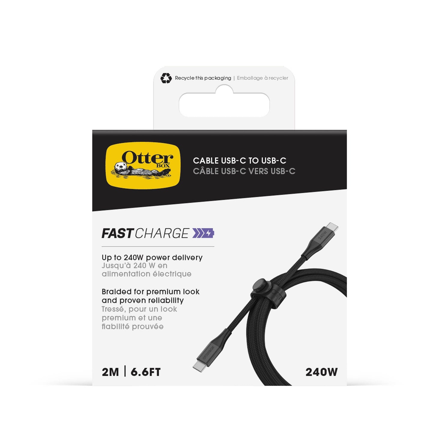 OtterBox 200cm USB-C-C 240W Charge and Sync Cable - Black - 15-15822