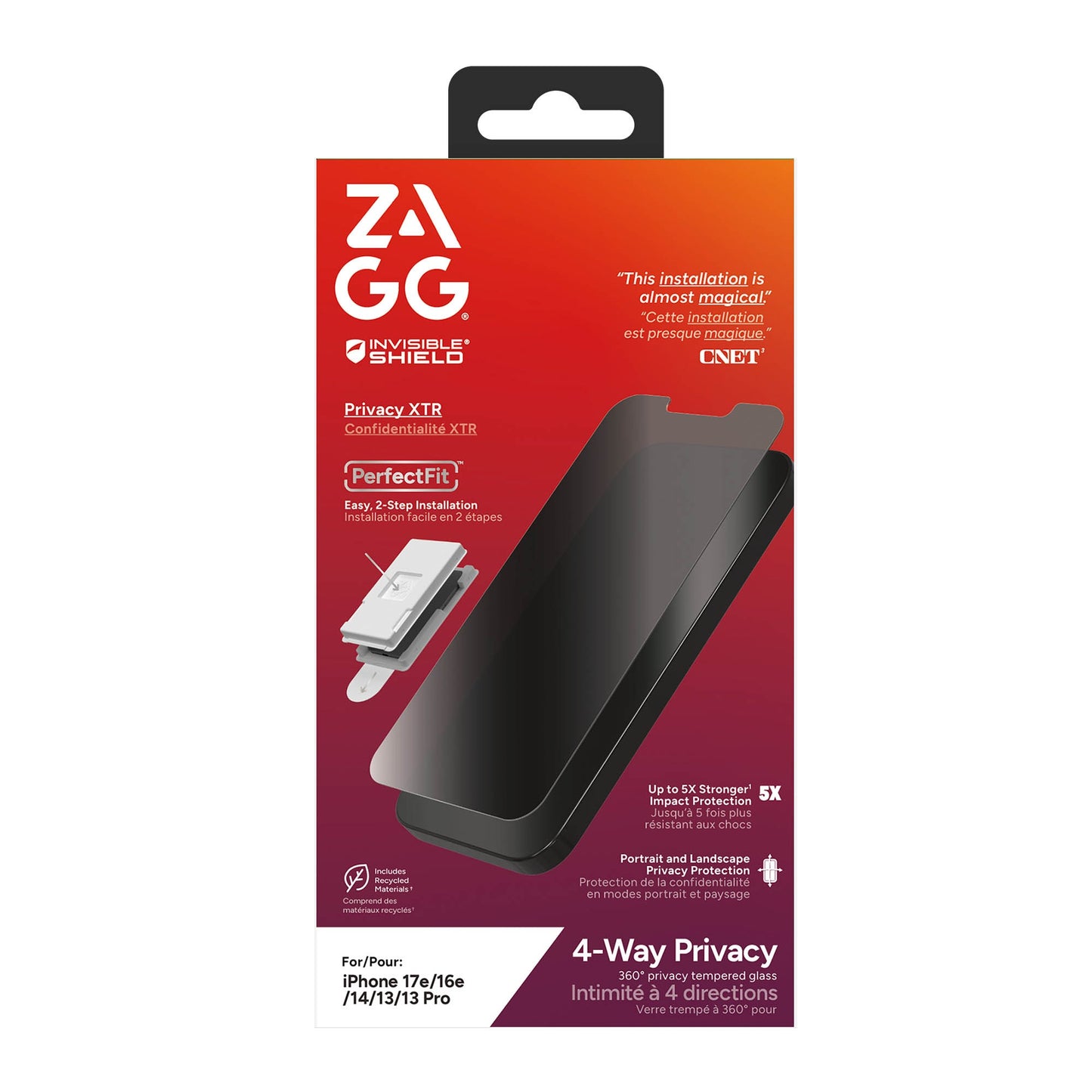 iPhone 17e/16e/14/13/13 Pro ZAGG InvisibleShield Glass Privacy XTR Screen Protector - 15-15850