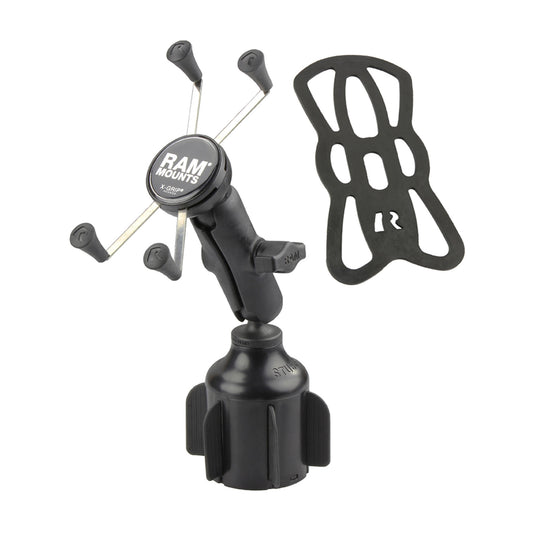 RAM Black Large X-Grip with Stubby Cup Holder Base Rugged Vehicle Mount - 15-05344