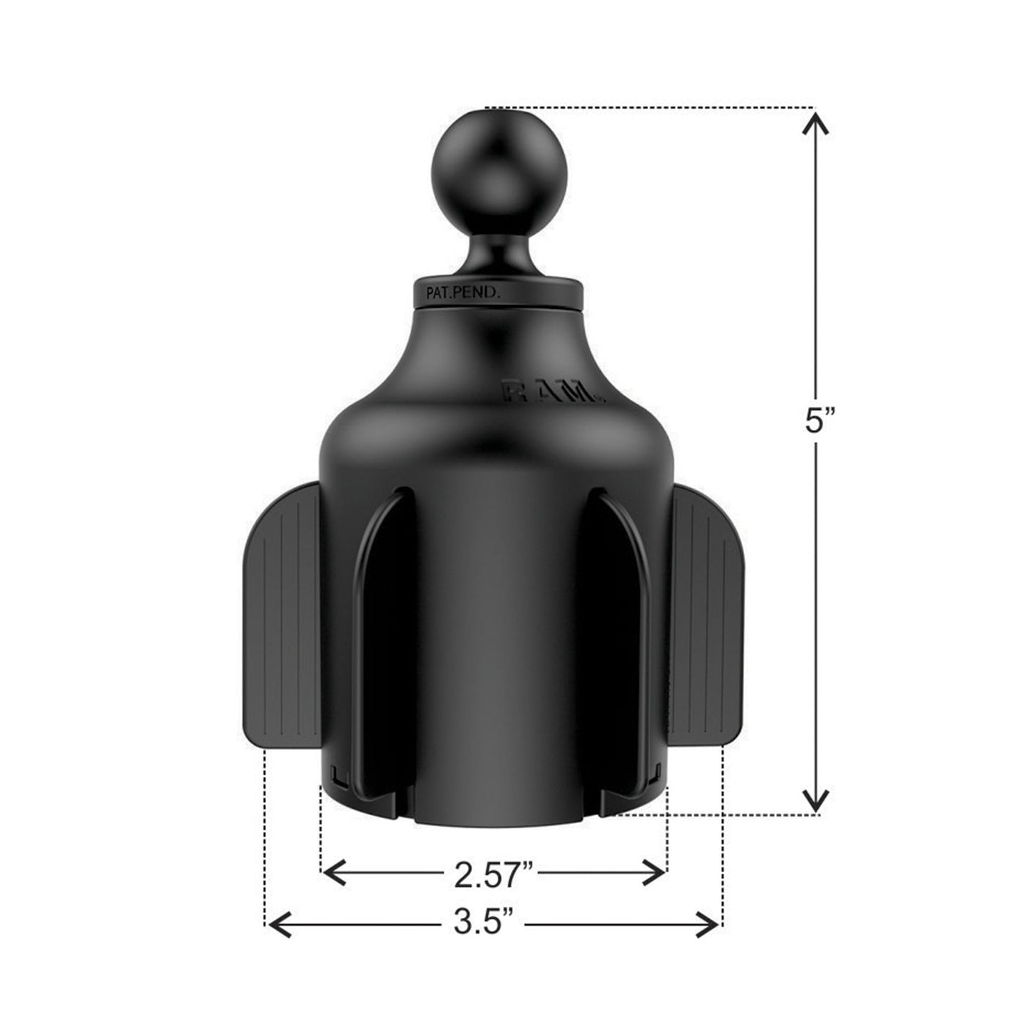 RAM Black Large X-Grip with Stubby Cup Holder Base Rugged Vehicle Mount - 15-05344