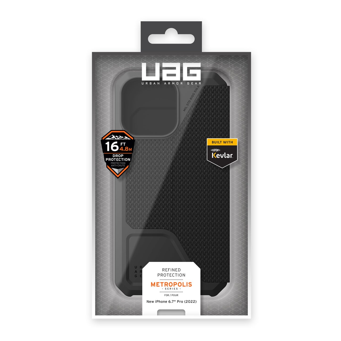 iPhone 14 Plus UAG Metropolis Folio Case - Kevlar Black - 15-10172