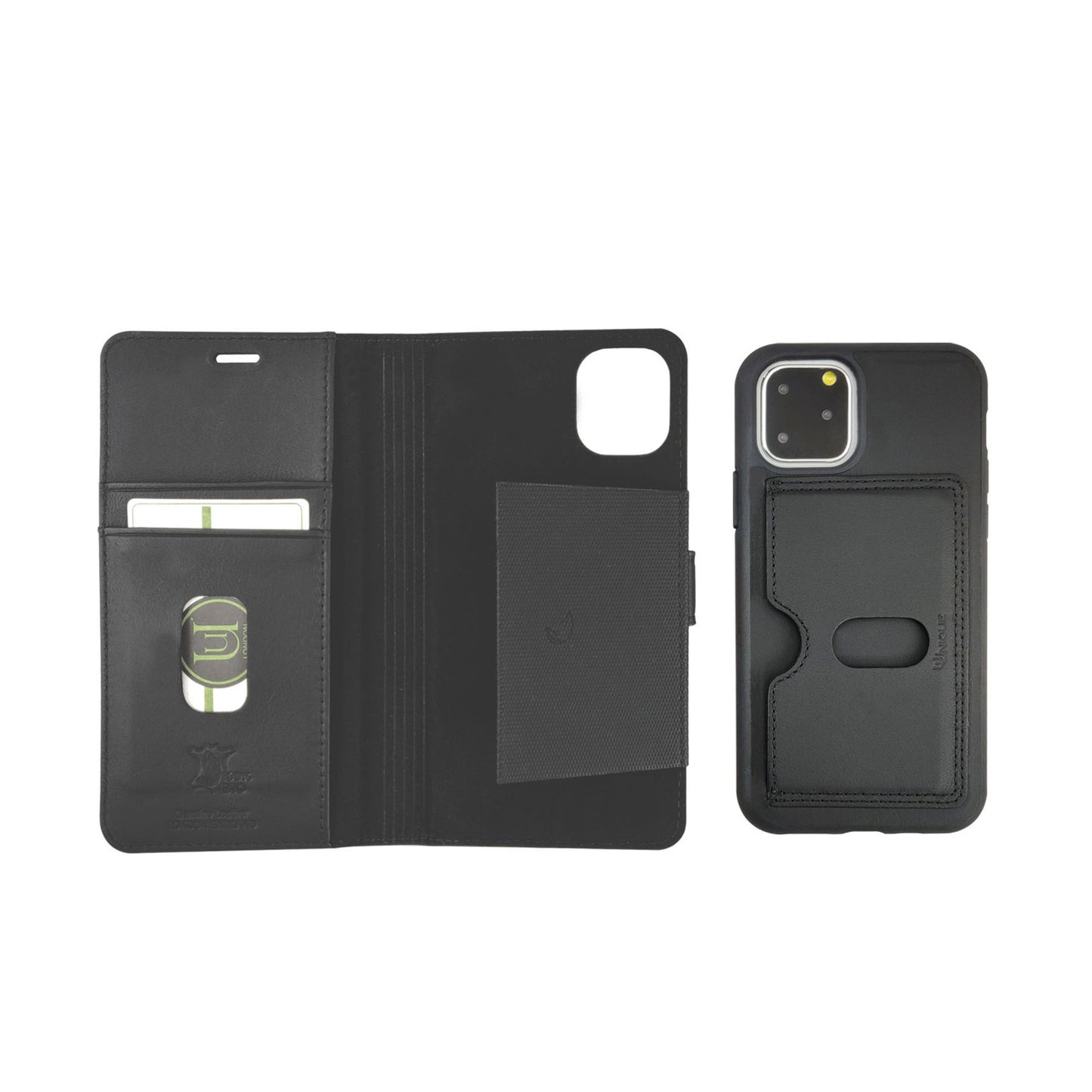 iPhone 11 Pro Uunique Black Olive Nutrisiti 2-in-1 Eco Leather Folio & Detachable Back Case - 15-05081