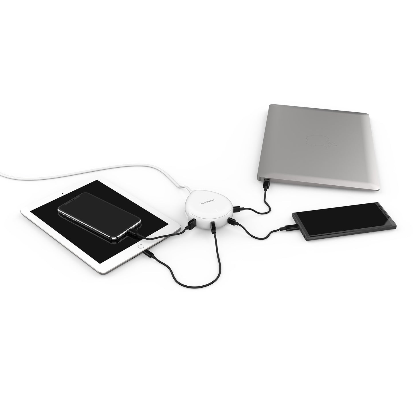 PureGear 60W White Dual Port USB-C PD & Dual Port USB-A Charging Station Wall Charger Hub - 15-08417