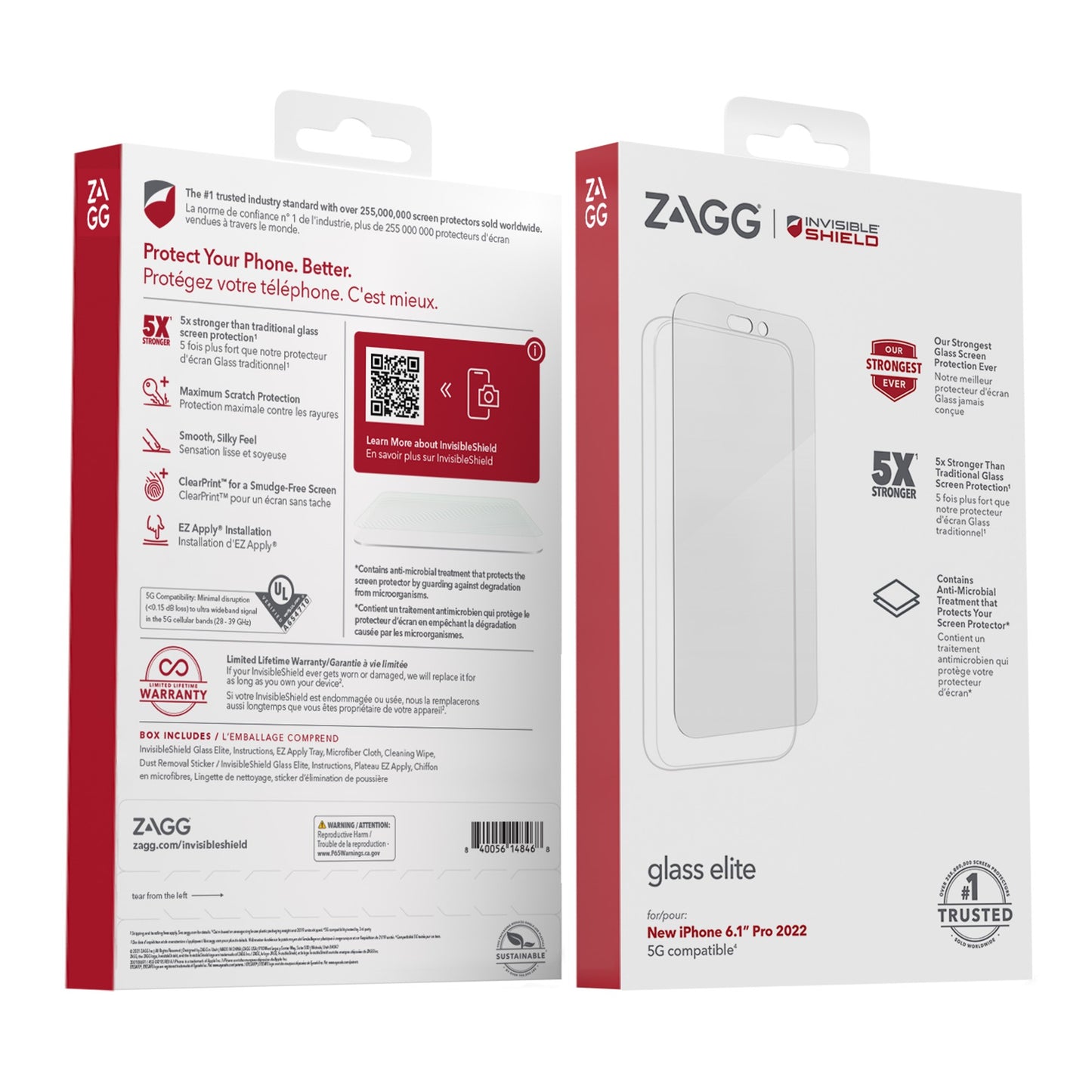 iPhone 14 Pro ZAGG InvisibleShield Glass Elite+ Glass Screen Protector - 15-10499