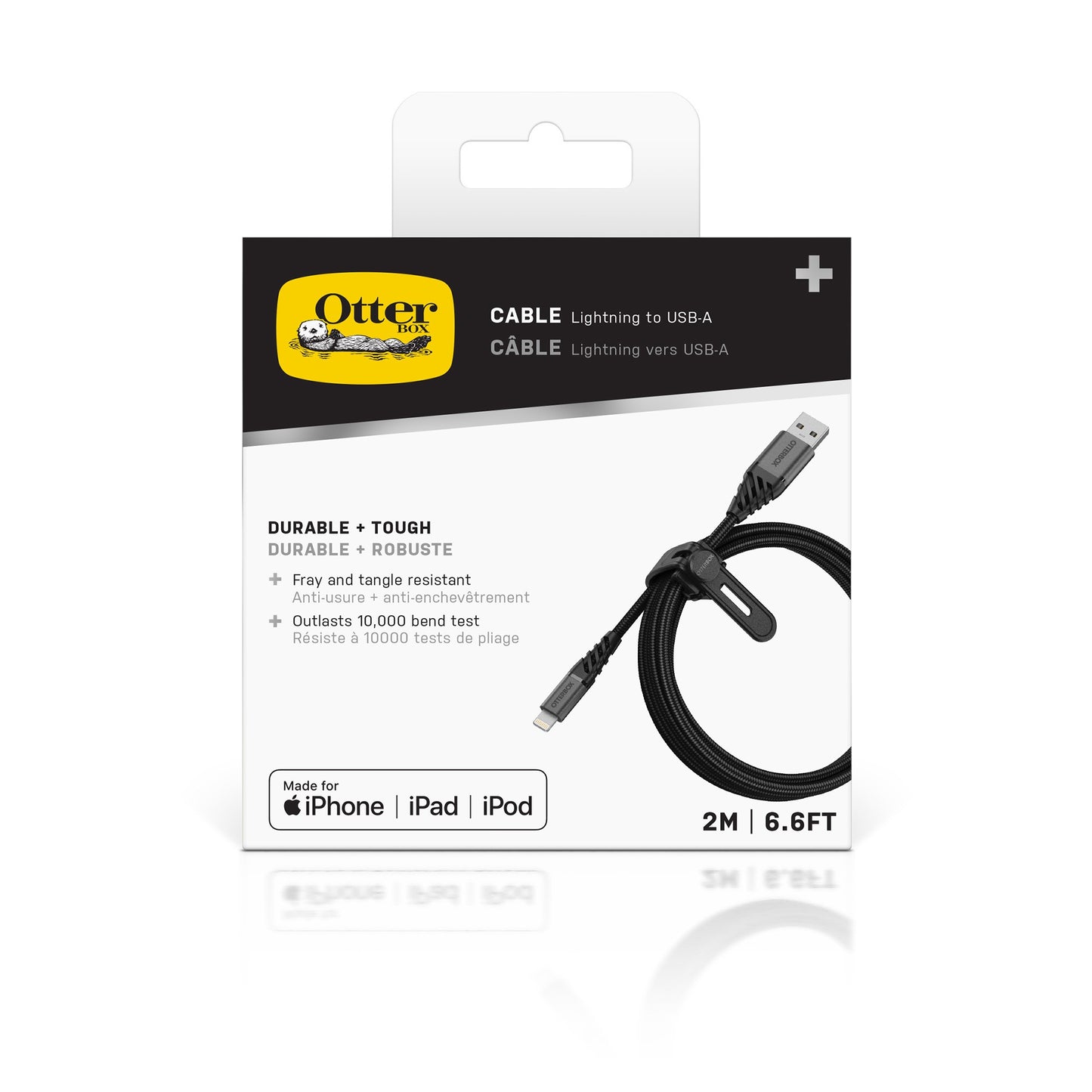 OtterBox (200cm) USB-A to Lightning Braided Charge and Sync Cable - Black - 15-11240