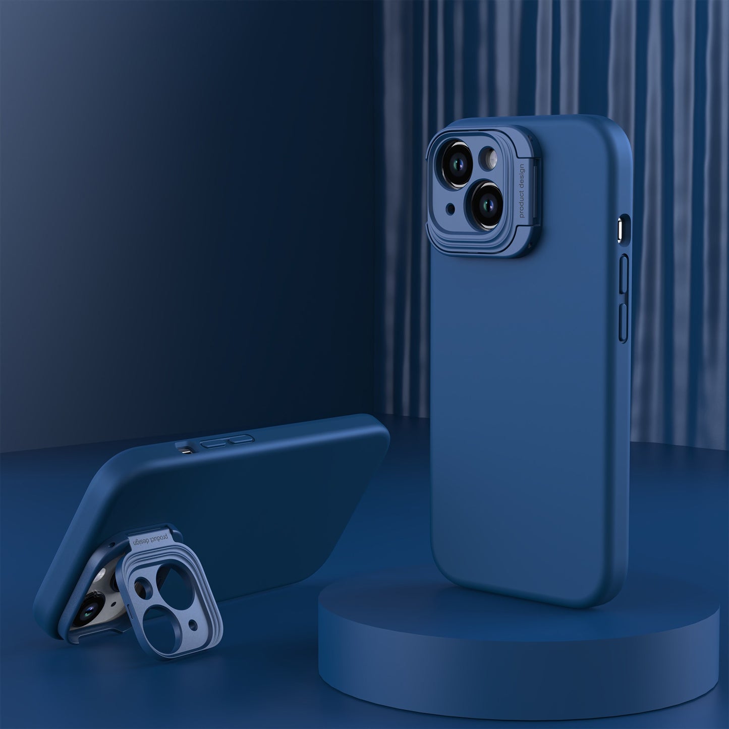 iPhone 15 Uunique Liquid Silicone MagSafe Stand Case - Navy Blue - 15-11348