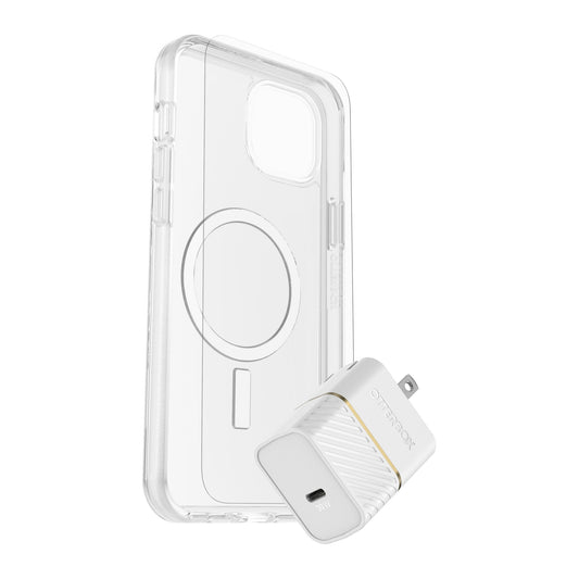 iPhone 15 Plus/14 Plus Otterbox Symmetry w/ Magsafe - Protection + Power Kit Bundle - Clear - 15-11456