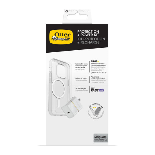 iPhone 15 Plus/14 Plus Otterbox Symmetry w/ Magsafe - Protection + Power Kit Bundle - Clear - 15-11456