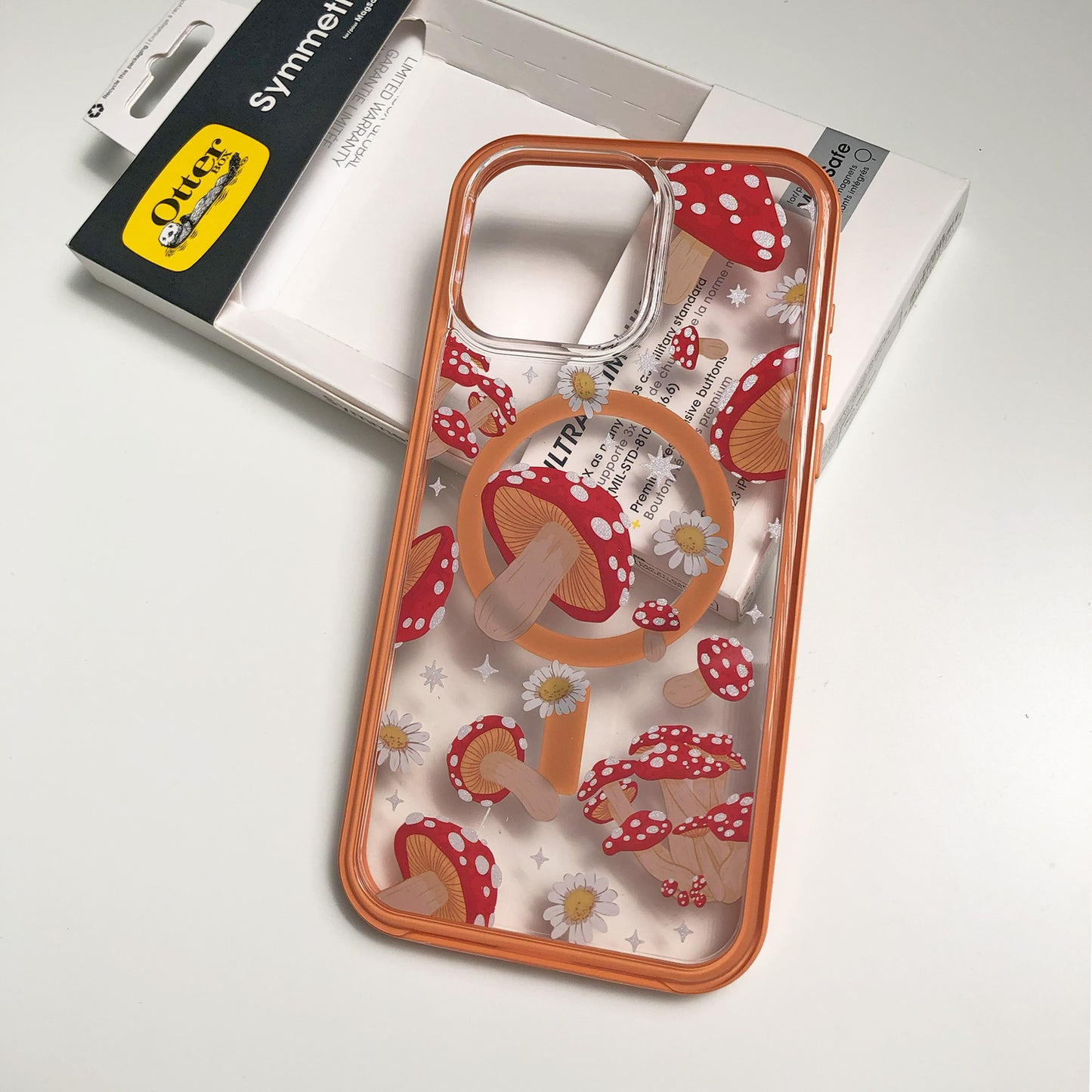 iPhone 15 Pro Otterbox Symmetry w/ MagSafe Clear Series Case - Orange (Fungi) - 15-11555