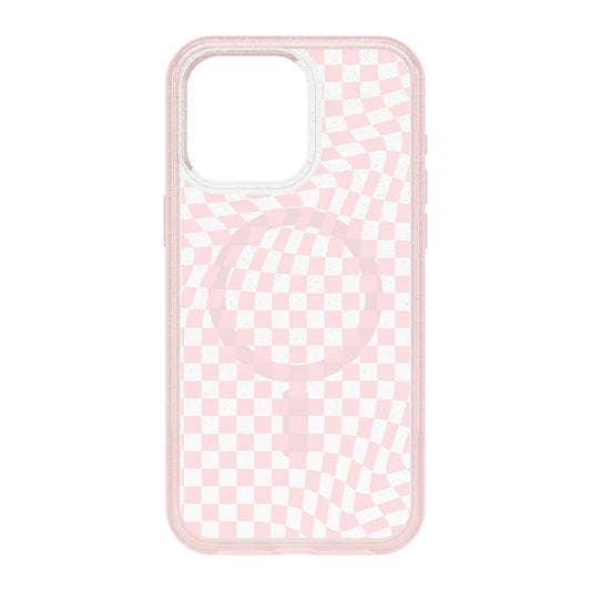 iPhone 15 Pro Max Otterbox Symmetry w/ MagSafe Clear Series Case - Pink (Checkmate) - 15-11600