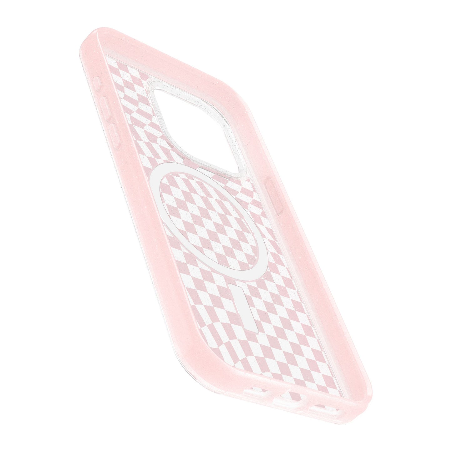 iPhone 15 Pro Max Otterbox Symmetry w/ MagSafe Clear Series Case - Pink (Checkmate) - 15-11600