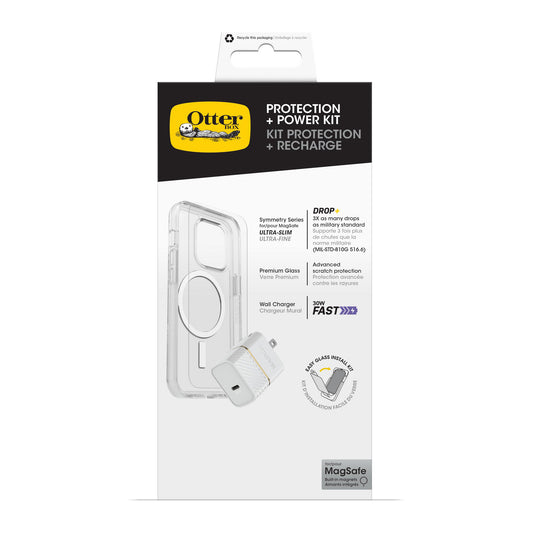 iPhone 15 Pro Max Otterbox Symmetry w/ Magsafe - Protection + Power Kit Bundle - Clear - 15-11604