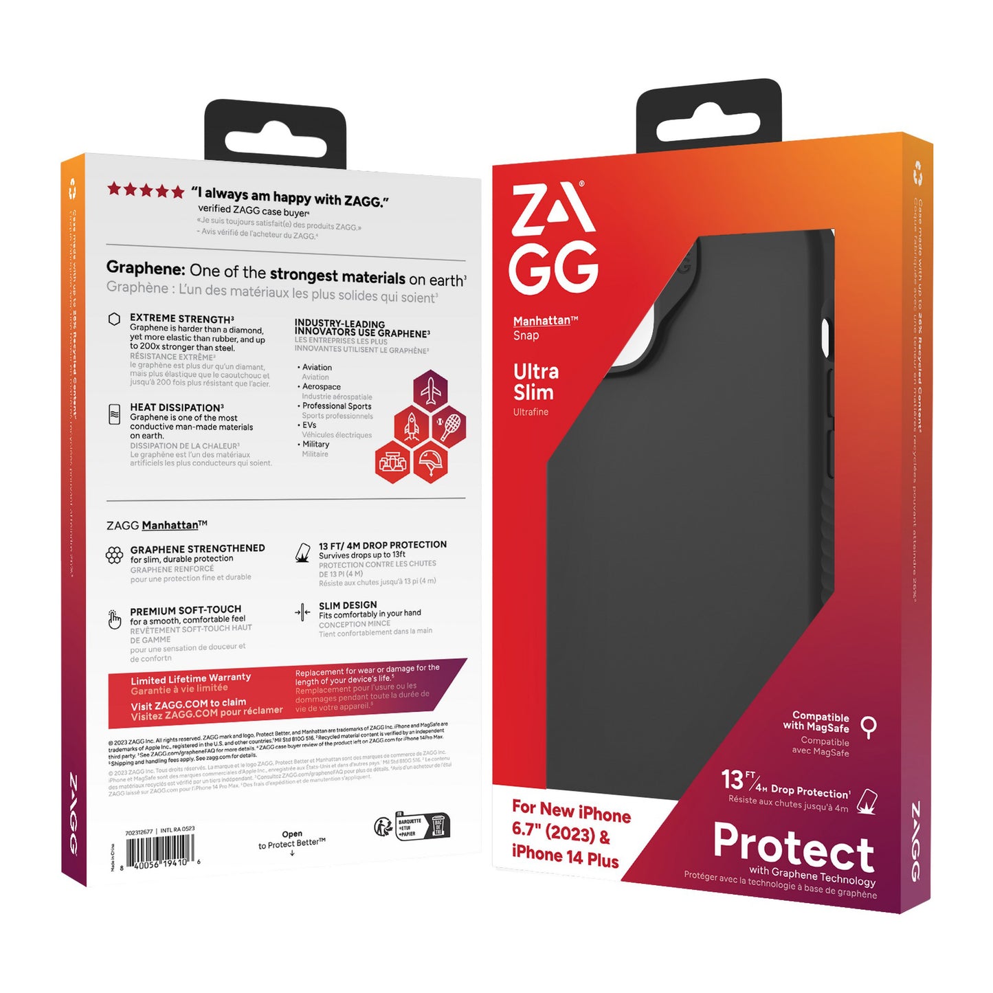 iPhone 15 Plus/14 Plus ZAGG/GEAR4 Graphene Manhattan Snap Case - Black - 15-11678