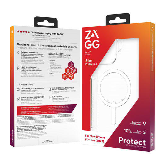 iPhone 15 Pro Max ZAGG/GEAR4 Graphene Luxe Snap Case - Clear - 15-11685