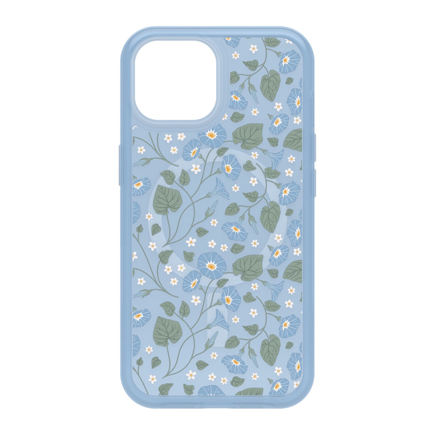 iPhone 15/14/13 Otterbox Symmetry w/ MagSafe Clear Series Case - Blue (Dawn Floral) - 15-11745