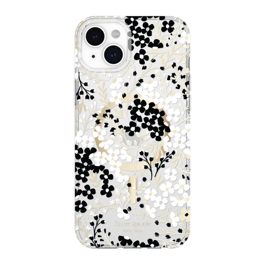 iPhone 15 Plus/14 Plus Kate Spade Protective Hardshell MagSafe Case - Black/White Multi Floral - 15-12010