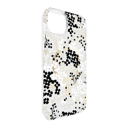 iPhone 15 Plus/14 Plus Kate Spade Protective Hardshell MagSafe Case - Black/White Multi Floral - 15-12010