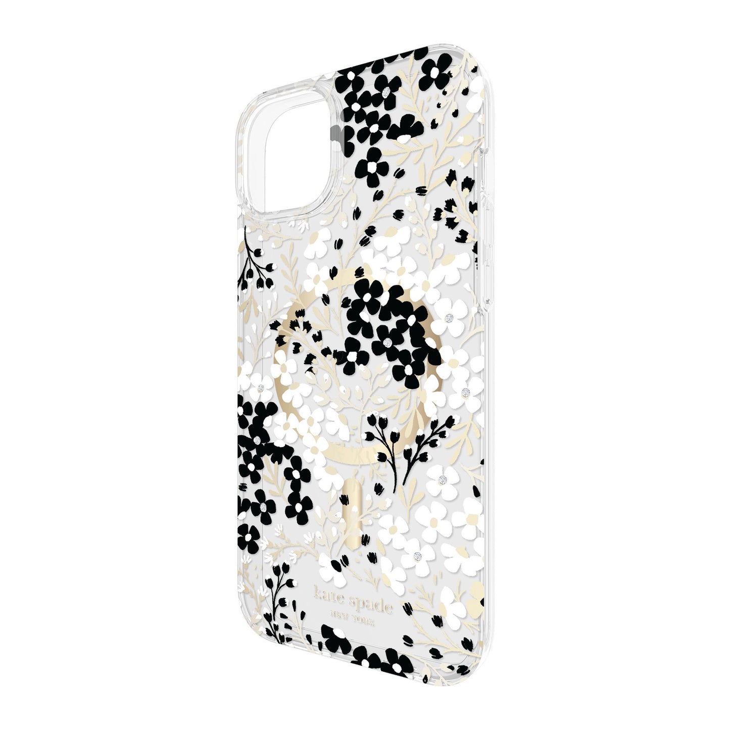 iPhone 15 Plus/14 Plus Kate Spade Protective Hardshell MagSafe Case - Black/White Multi Floral - 15-12010