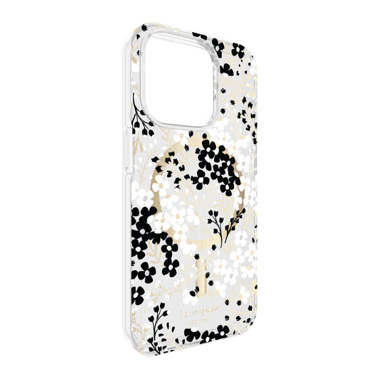 iPhone 15 Pro Kate Spade Protective Hardshell MagSafe Case - Black/White Multi Floral - 15-12012