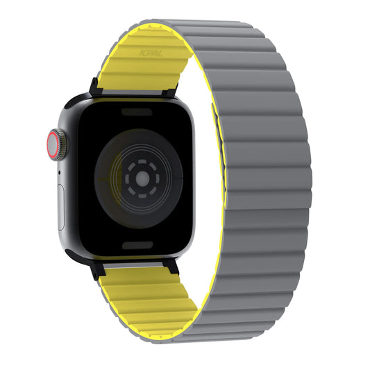 Apple Watch 42/44/45mm JCPal Silicone Magnetic Watch Band - Grey/Yellow - 15-12093