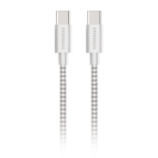 HyperGear 6 ft. (180cm) USB-C to USB-C Braided Charge and Sync Cable - White - 15-12114