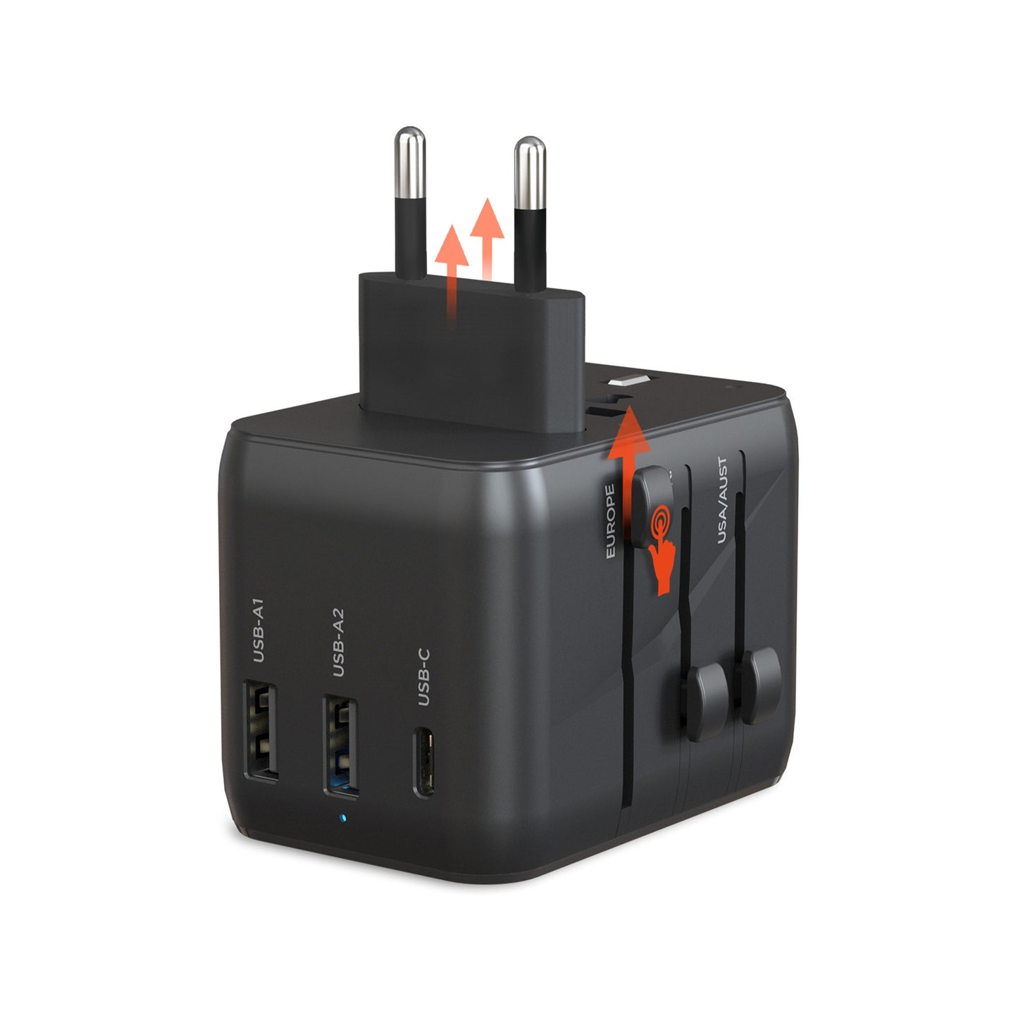 HyperGear 15W WorldCharge Universal Travel Adapter with USB-C - 15-12211