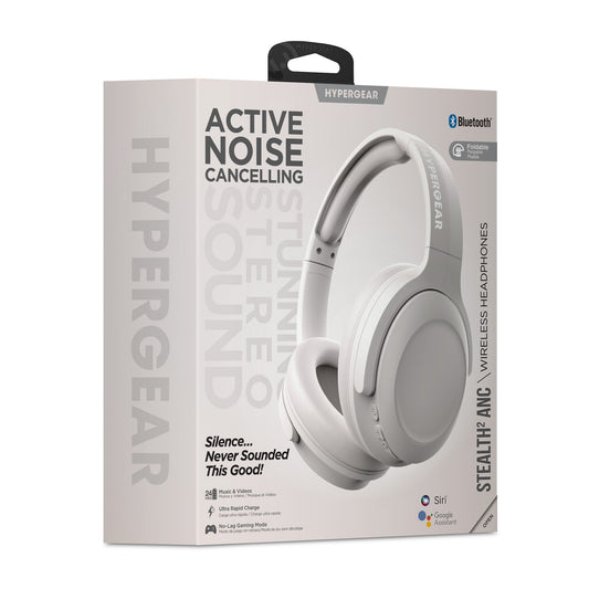 Hypergear Stealth2 ANC Wireless On-Ear Headphones - White (Bone) - 15-12339